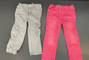 Vintage Y2K Baby Phat Girls 2 Pairs Pink Jeans And Cargo Pants Size 2t 3t